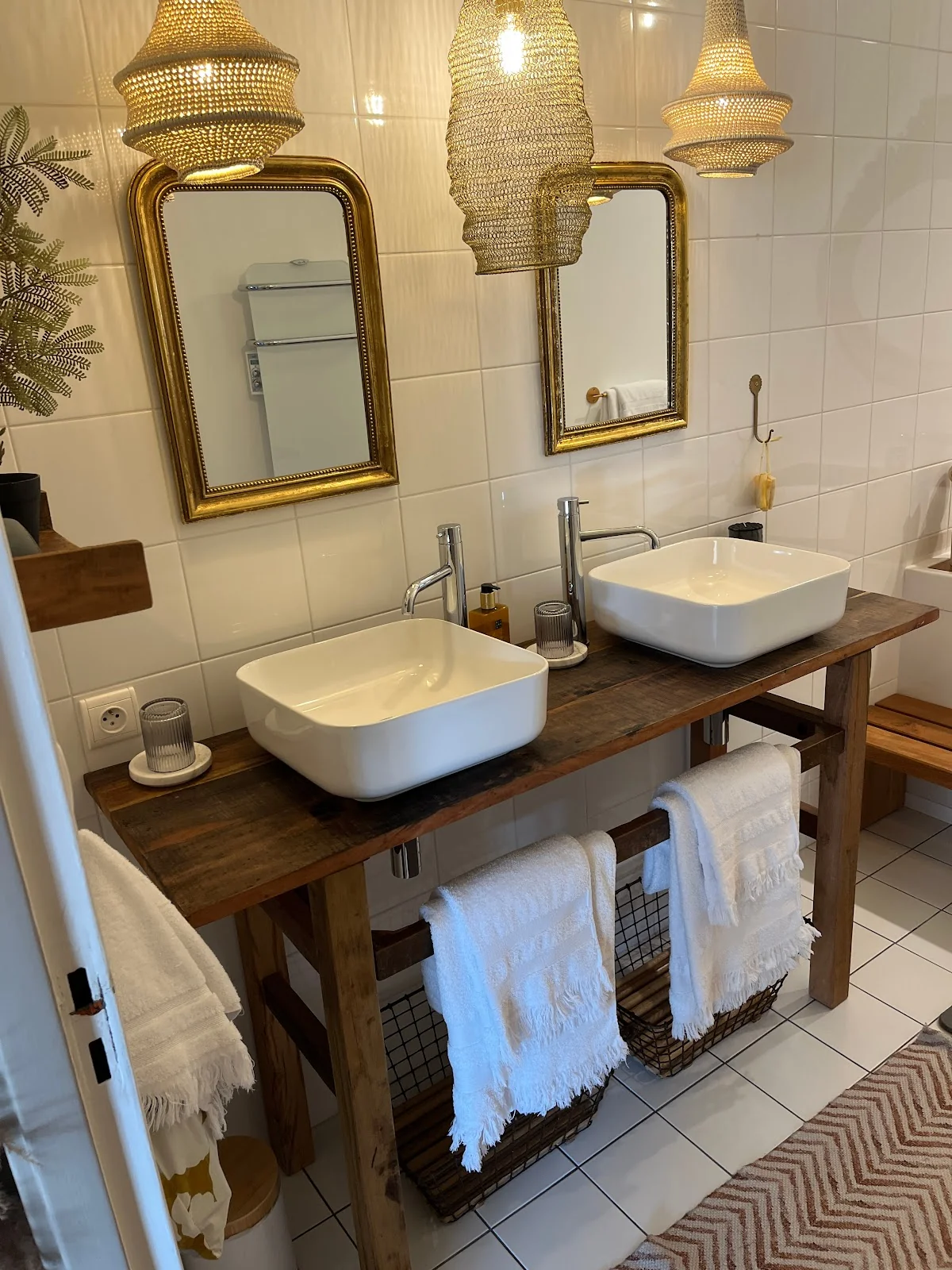 Double vasque vintage installée par H2eau Amiens